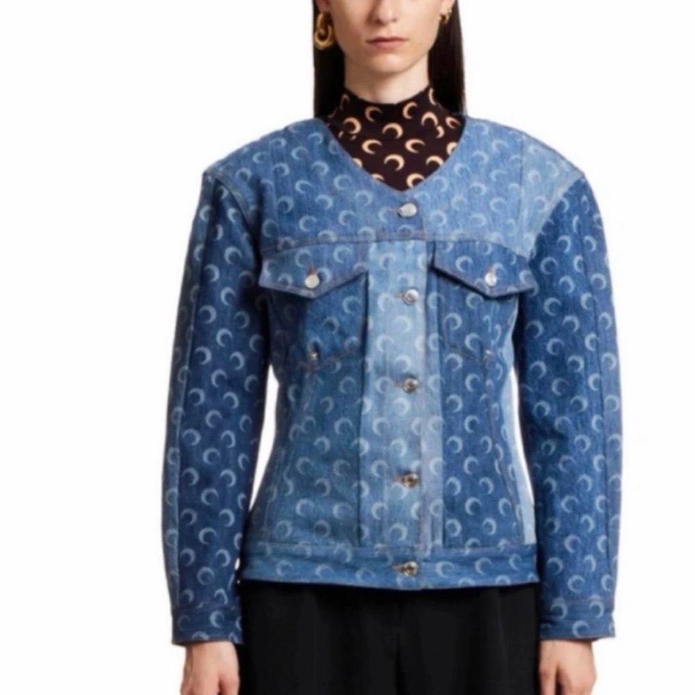 Marine Serre Blue Crescent Moon Jean Jacket